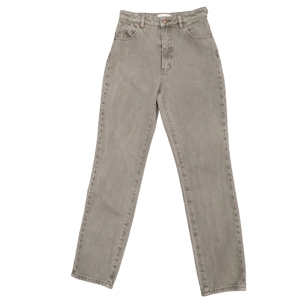 Rollas Dusters High Rise Slim Straight Leg Jeans Sage Green Olive Size 25